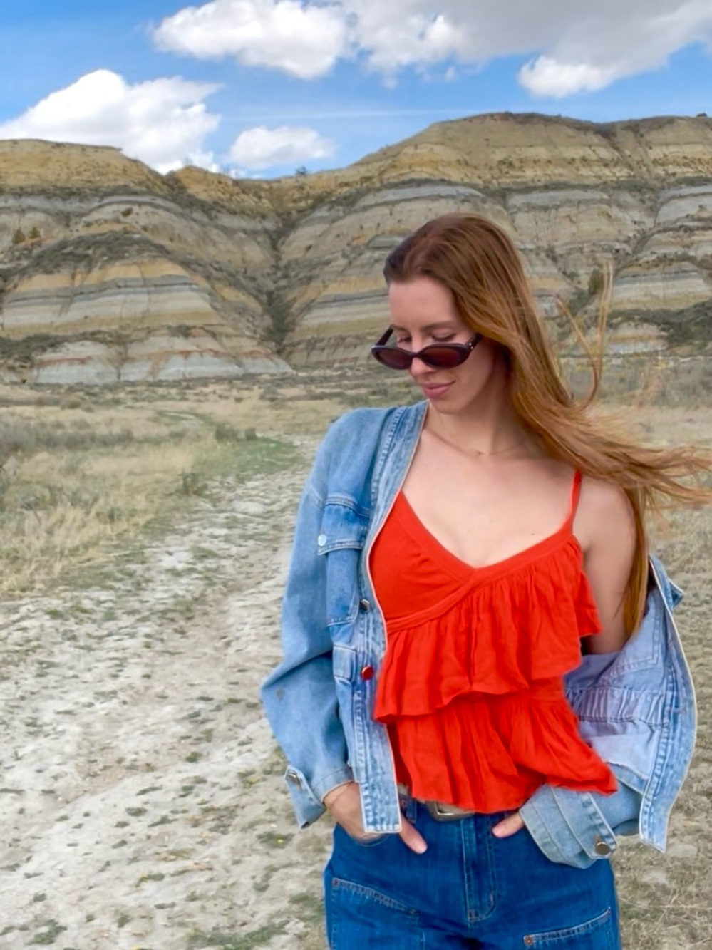 Bright Red Ruffled Tank Top